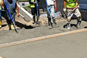 Concrete Workers Screeding, Leveling