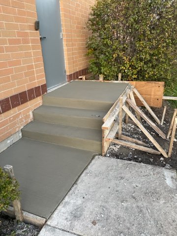 New stairs poured at commercial building in DuPage County Illinois