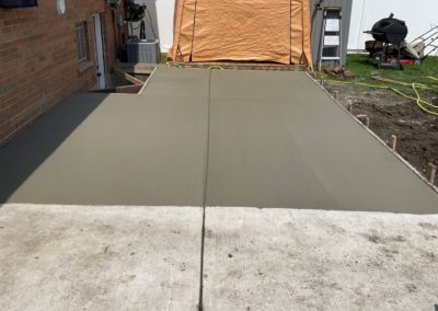 newly poured concrete patio in Bensenville, Illinois